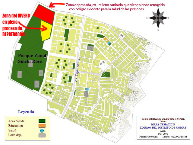 MAPA del Parque Sinchi Roca y ubicación de las áreas que ocupará el patio y grifo en su interior